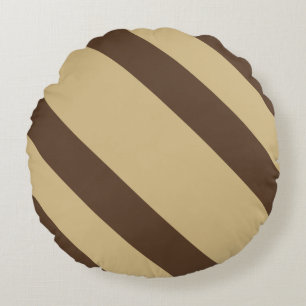 Funny Brown Diagonal Stripes Rundes Kissen