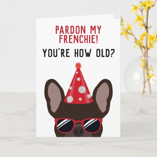 Funny Brown French Bulldog Birthday Card Karte (Gelbe Blume)