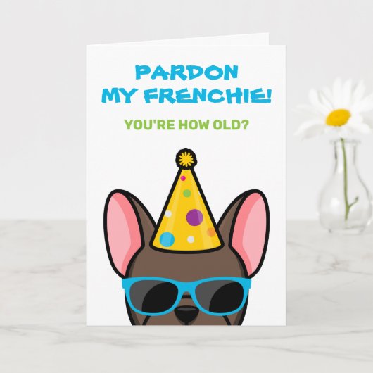 Funny Brown French Bulldog Frenchie Birthday Card Karte (Kleine Pflanze)