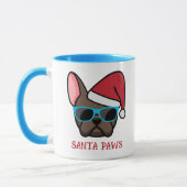 Funny Brown Frenchie Santa Paws Weihnachten Tasse (Links)