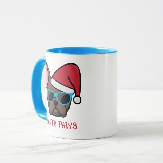 Funny Brown Frenchie Santa Paws Weihnachten Tasse (Vorderseite Links)