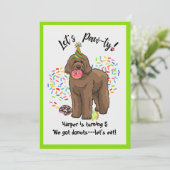 Funny Brown Labradoodle Geburtstagsparty Einladung (Stehend Vorderseite)