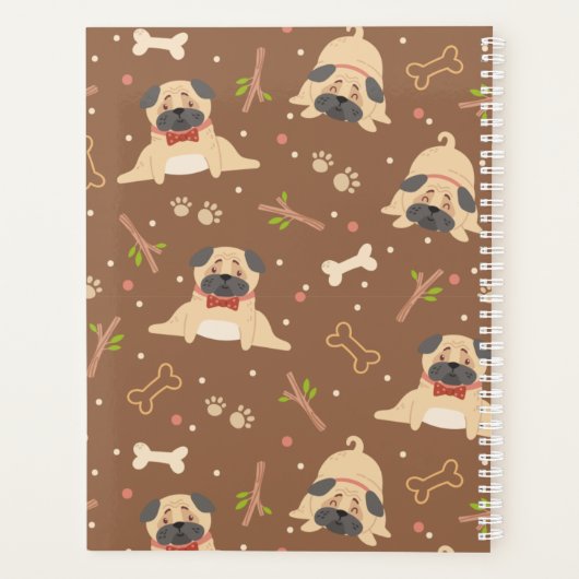 Funny Brown Mops Paws Personalisiert Planner Planer (Rückseite)