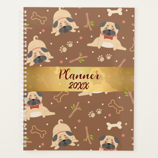 Funny Brown Mops Paws Personalisiert Planner Planer (Vorderseite)