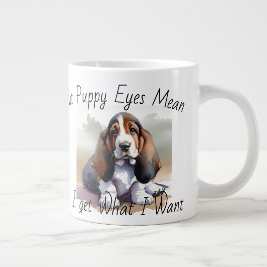 FUNNY Browns White PUPPY Watercolor Specialty Tass Jumbo-Tasse (Rechts)