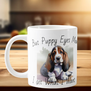 FUNNY Browns White PUPPY Watercolor Specialty Tass Jumbo-Tasse