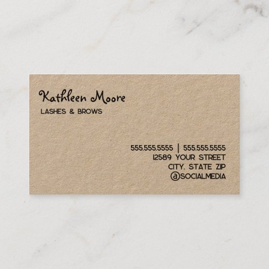 Funny Brows und Lashes Kraft Visitenkarte (Rückseite)