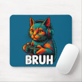 Funny Bruh Cat Gamer Video Games Gaming For Men Bo Mousepad (Mit Mouse)