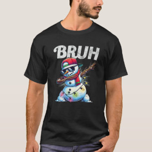 Funny Bruh Meme Cool Dabbing Snowman Weihnachtsjun T-Shirt