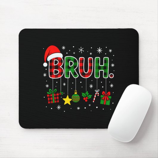 Funny Bruh Red Green Plaid Christmas Pajamas Teens Mousepad (Mit Mouse)