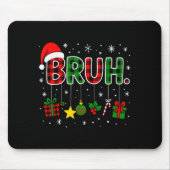 Funny Bruh Red Green Plaid Christmas Pajamas Teens Mousepad (Vorne)