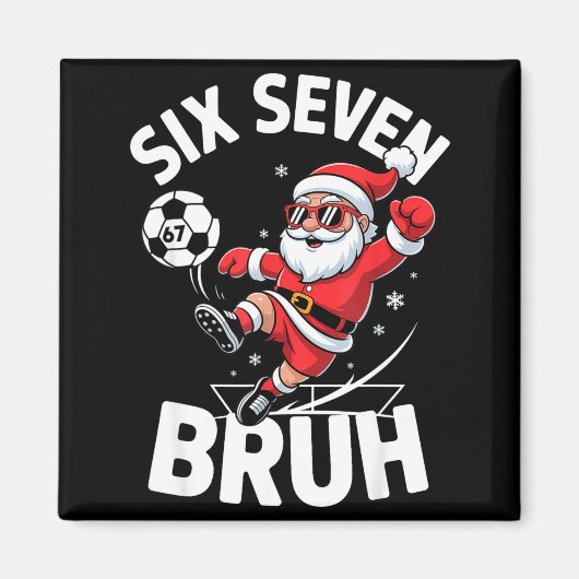 Funny Bruh Soccer Santa 67 Meme Christmas Xmas Paj Magnet (Vorne)