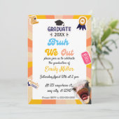 Funny Bruh We Out Graduation Party Einladungen (Stehend Vorderseite)