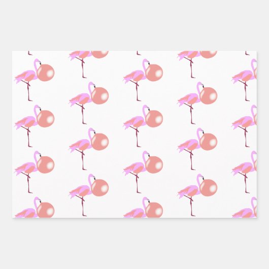 Funny Bubble Gum Flamingo Blflüge Blase Geschenkpapier Set (Vorderseite 2)