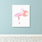 Funny Bubble Gum Flamingo Blflüge Blase Leinwanddruck (Insitu (Holzboden))