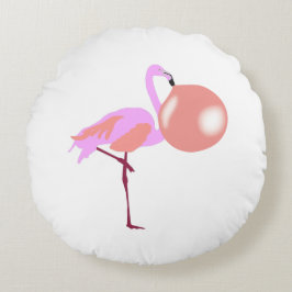 Funny Bubble Gum Flamingo Blflüge Blase Rundes Kissen