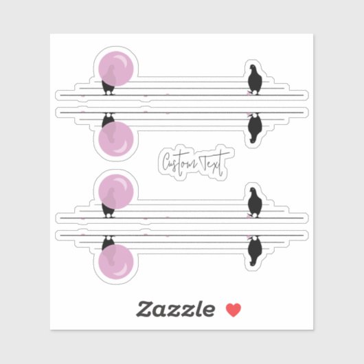 Funny Bubblegum Birds on a Wire Aufkleber (Blatt)