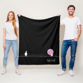 Funny Bubblegum Birds on a Wire Black Fleecedecke