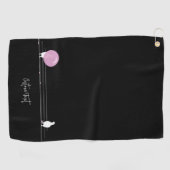 Funny Bubblegum Birds on a Wire Black Golfhandtuch (Horizontal)