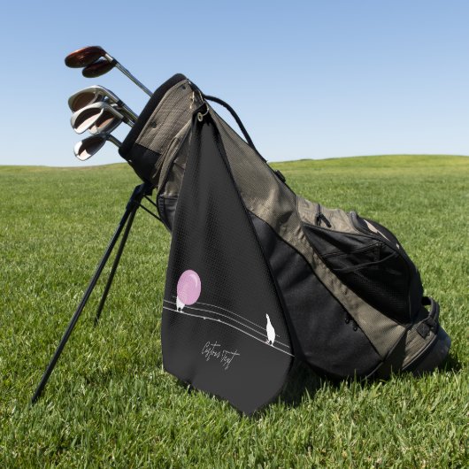 Funny Bubblegum Birds on a Wire Black Golfhandtuch (Gras)