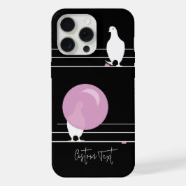Funny Bubblegum Birds on a Wire Black iPhone 16 Hülle