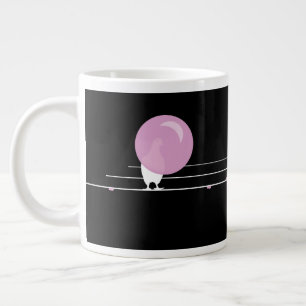 Funny Bubblegum Birds on a Wire Black Jumbo-Tasse
