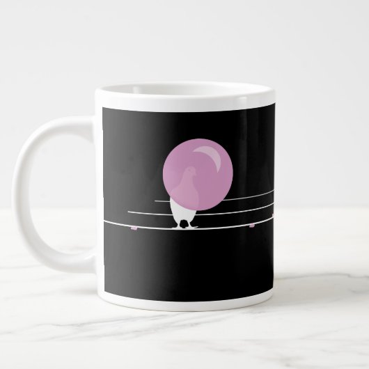 Funny Bubblegum Birds on a Wire Black Jumbo-Tasse (Links)