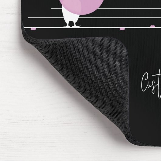 Funny Bubblegum Birds on a Wire Black Mousepad (Ecke)