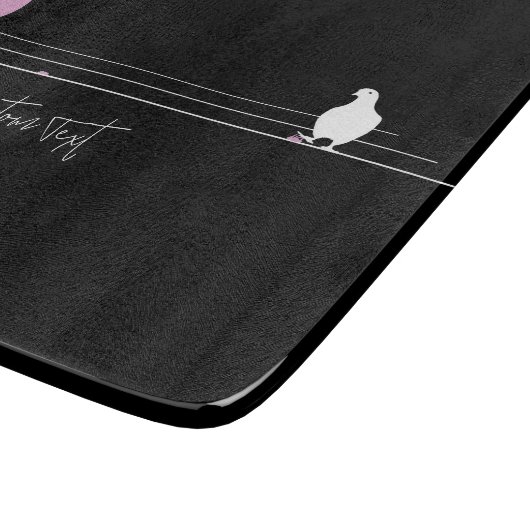 Funny Bubblegum Birds on a Wire Black Schneidebrett (Ecke)