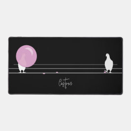 Funny Bubblegum Birds on a Wire Black Schreibtischunterlage