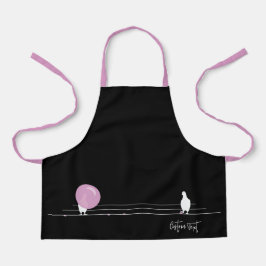 Funny Bubblegum Birds on a Wire Black Schürze