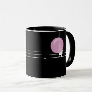 Funny Bubblegum Birds on a Wire Black Tasse