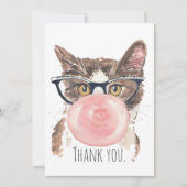 Funny Bubblegum Cat Dankeskarte (Vorderseite)