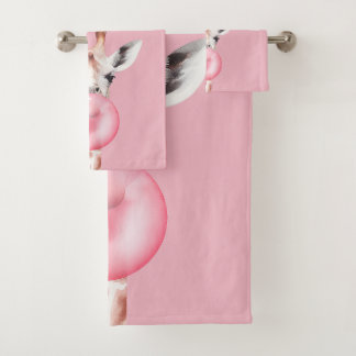 Funny Bubblegum Giraffe Badhandtuch Set