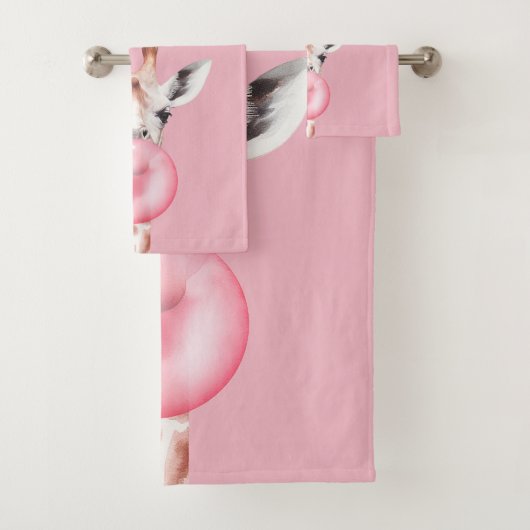Funny Bubblegum Giraffe Badhandtuch Set (Insitu)