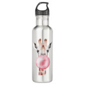 Funny Bubblegum Giraffe Edelstahlflasche (Vorderseite)