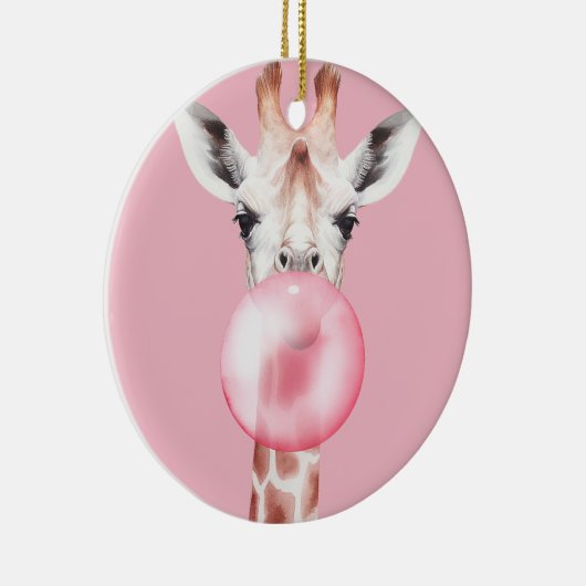 Funny Bubblegum Giraffe Keramik Ornament (Rechts)