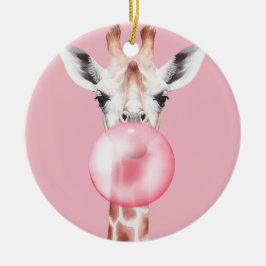 Funny Bubblegum Giraffe Keramik Ornament