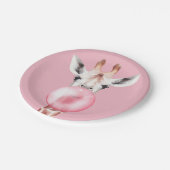 Funny Bubblegum Giraffe Pappteller (Schrägansicht)