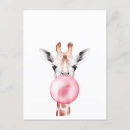 Funny Bubblegum Giraffe Postkarte