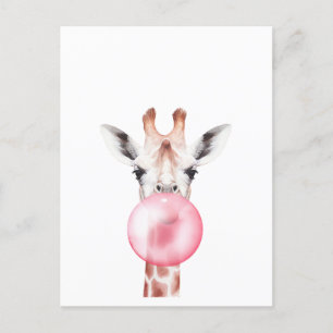 Funny Bubblegum Giraffe Postkarte