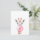 Funny Bubblegum Giraffe Postkarte (Stehend Vorderseite)