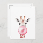 Funny Bubblegum Giraffe Postkarte (Vorne/Hinten)