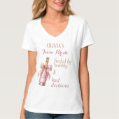 Funny Bubbly Party Pink Gold Team Bridge T-Shirt (Vorderseite)