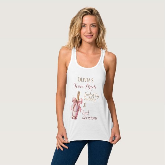 Funny Bubbly Pink Gold Team Bridge Tank Top (Vorderseite Vollansicht)