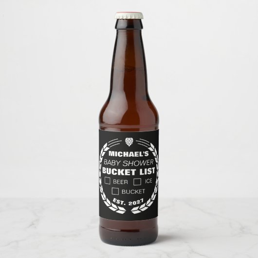 Funny Bucket List Aufkleber, Babydusche Bierflaschenetikett (Vorderseite)