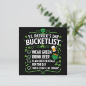Funny Bucket List feiert St Patrick's Day Einladung (Stehend Vorderseite)