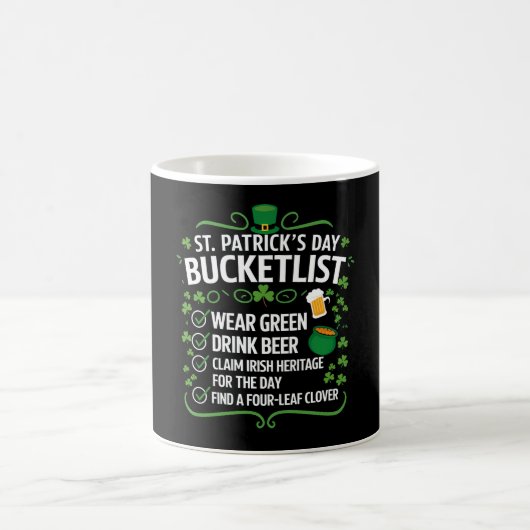 Funny Bucket List feiert St Patrick's Day Kaffeetasse (Mittel)