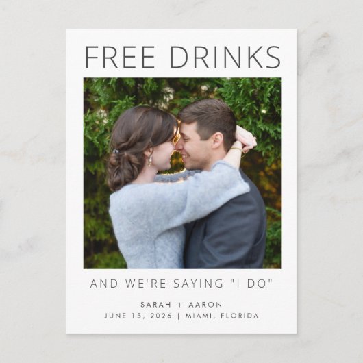 Funny Budget Foto Wedding Save the Date Ankündigungspostkarte (Vorderseite)