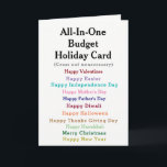 Funny Budget Holiday Card Feiertagskarte<br><div class="desc">Pick any holiday you want!
It's funny holiday budget card
Give it to someone with a sense of humour!</div>
